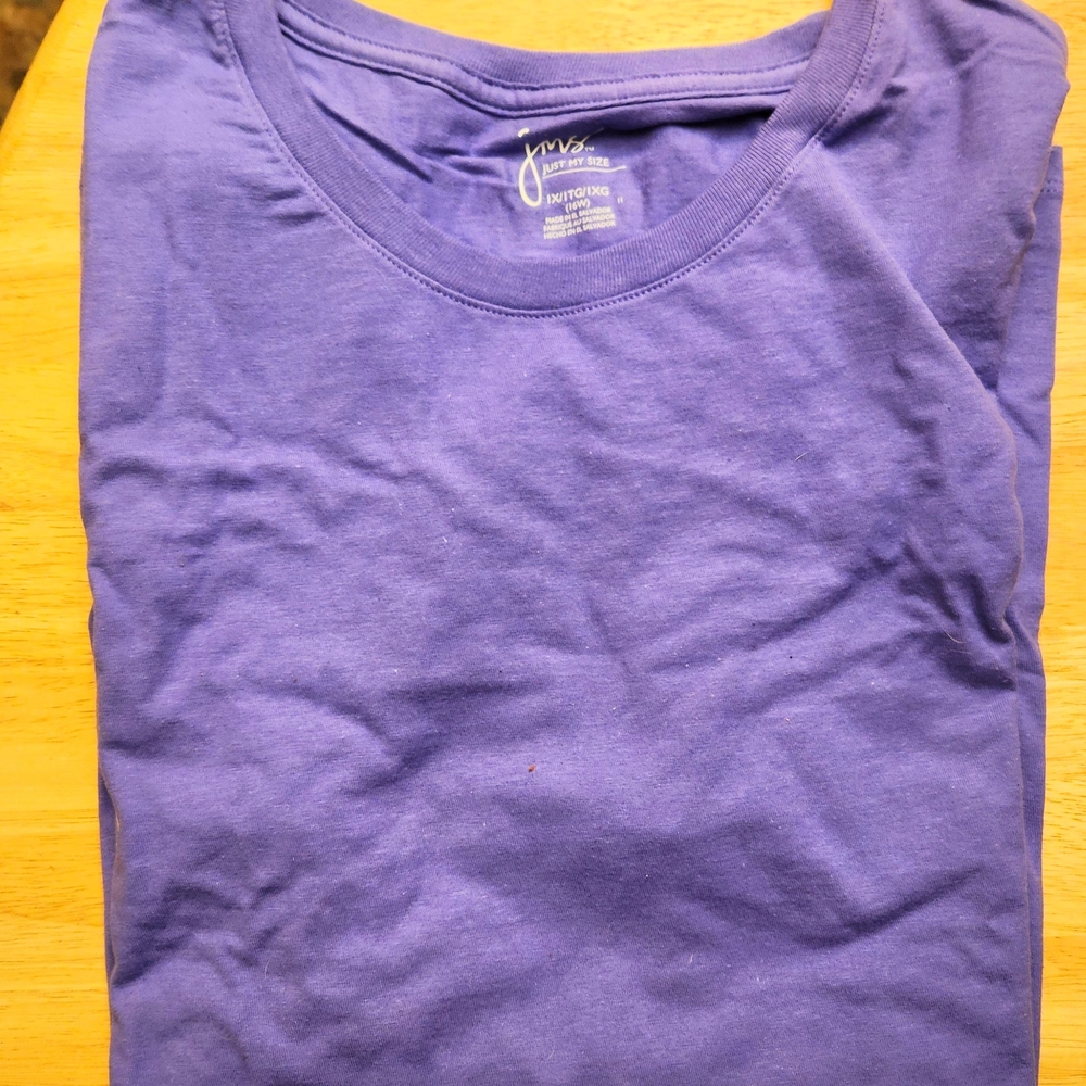 Just My Size Womens 1X Purple Tee Shirt